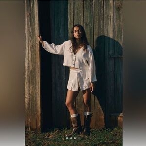 Free people Cream Button-Up Set